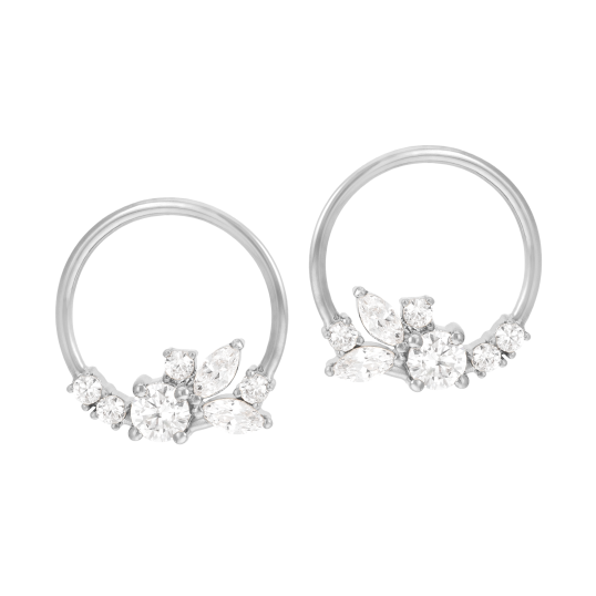 Boucles d'oreilles en argent rhodié et oxydes de zirconium, cercle