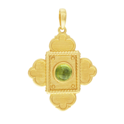 Pendentif en or jaune et péridot cabochon