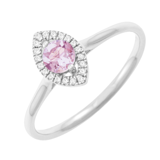 Bague en or gris, tourmaline rose et diamants