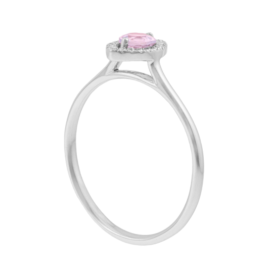 Bague en or gris, tourmaline rose et diamants
