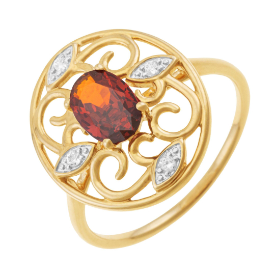 Bague en or jaune et rhodié, oxydes de zirconium, ajouré