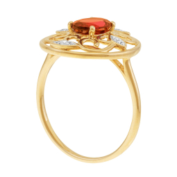 Bague en or jaune et rhodié, oxydes de zirconium, ajouré
