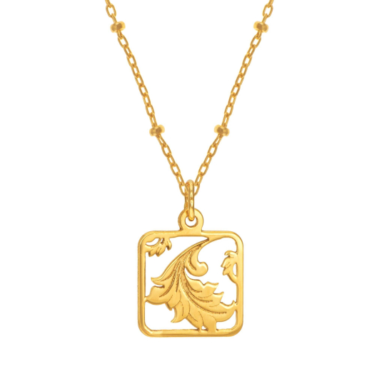 Collier en or jaune, feuille