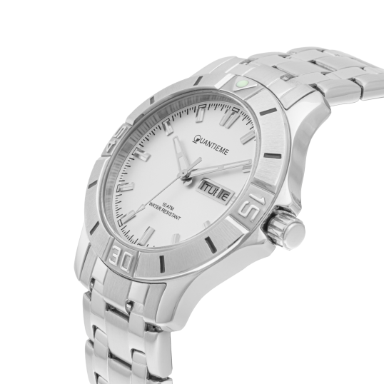 Montre homme étanche 100 m, boîte acier, bracelet acier et verre minéral