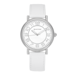 Montre dame, boite acier, bracelet cuir et verre minéral