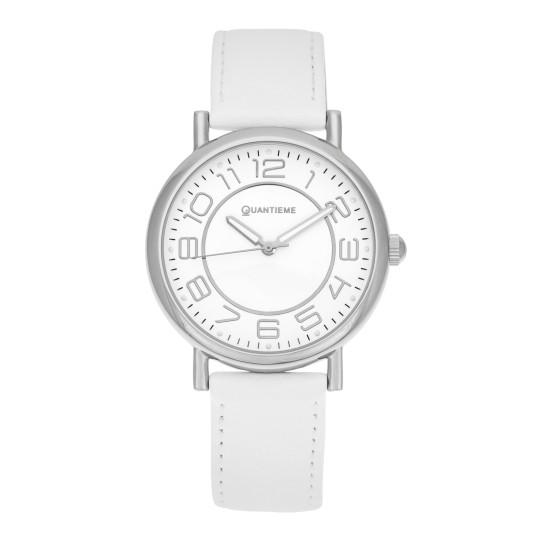 Montre dame, boite acier, bracelet cuir et verre minéral