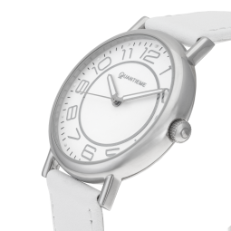 Montre dame, boite acier, bracelet cuir et verre minéral