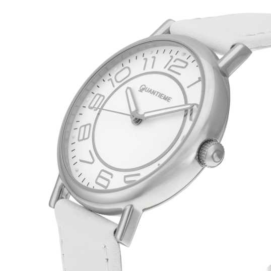 Montre dame, boite acier, bracelet cuir et verre minéral