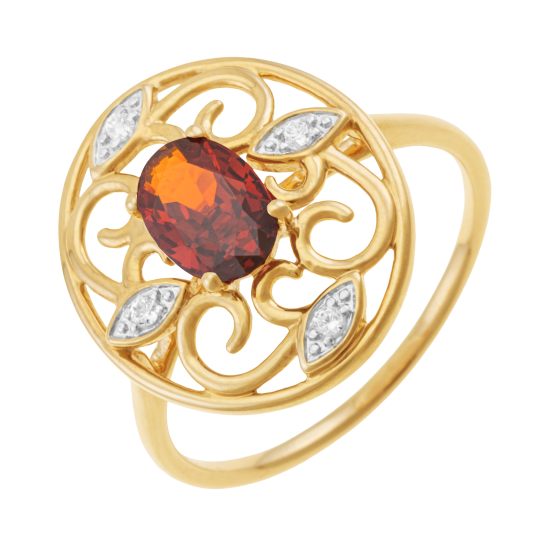 Bague en or jaune et rhodié, oxydes de zirconium, ajouré