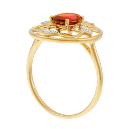 Bague en or jaune et rhodié, oxydes de zirconium, ajouré