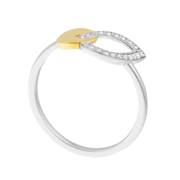 Bague en or jaune et argent rhodié, oxydes de zirconium