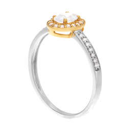 Bague en or jaune et argent rhodié, oxydes de zirconium