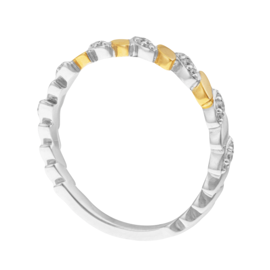 Bague en or jaune et argent rhodié, oxydes de zirconium