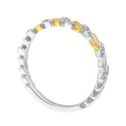 Bague en or jaune et argent rhodié, oxydes de zirconium