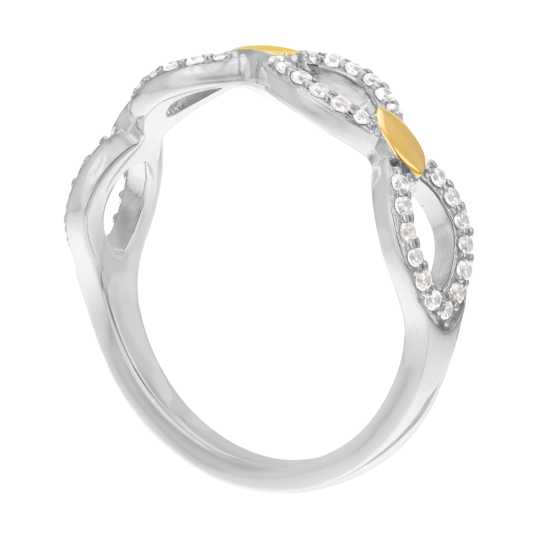 Bague en or jaune et argent rhodié, oxydes de zirconium, ajourée