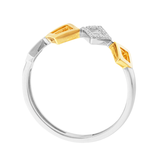 Bague en or jaune et argent rhodié, oxydes de zirconium, losanges