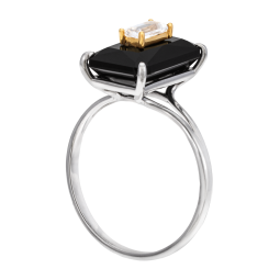 Bague en or jaune et argent rhodié, onyx et oxydes de zirconium