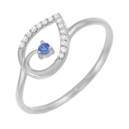 Bague en platine et oxydes de zirconium, feuille