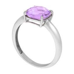 Bague en platine et améthyste coussin