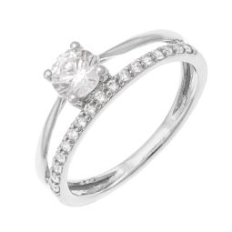 Bague en platine et oxydes de zirconium, double