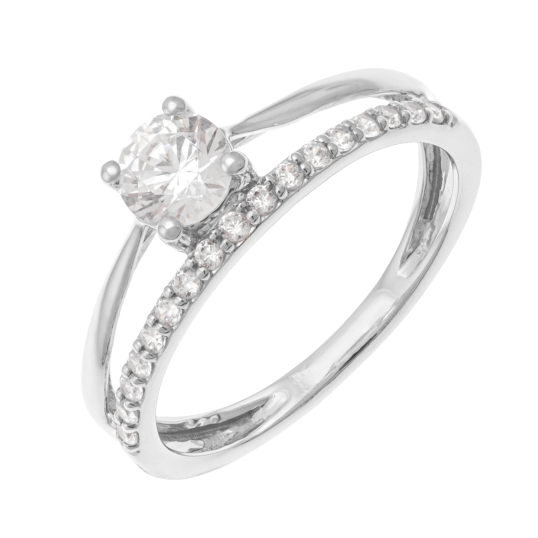 Bague en platine et oxydes de zirconium, double