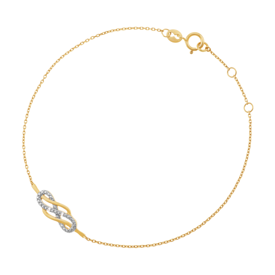 Bracelet en or jaune et rhodié, diamants, double infini