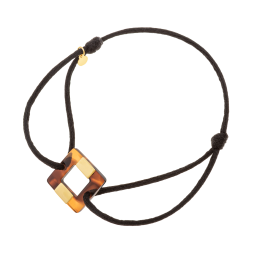 Bracelet cordon en or jaune et acétate, carré