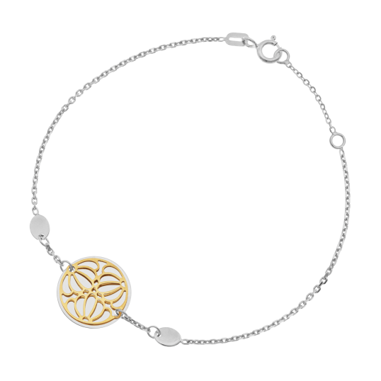 Bracelet en or jaune et argent rhodié, motif ajouré