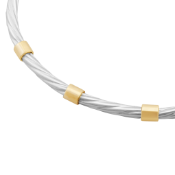 Bracelet jonc en or jaune et argent rhodié