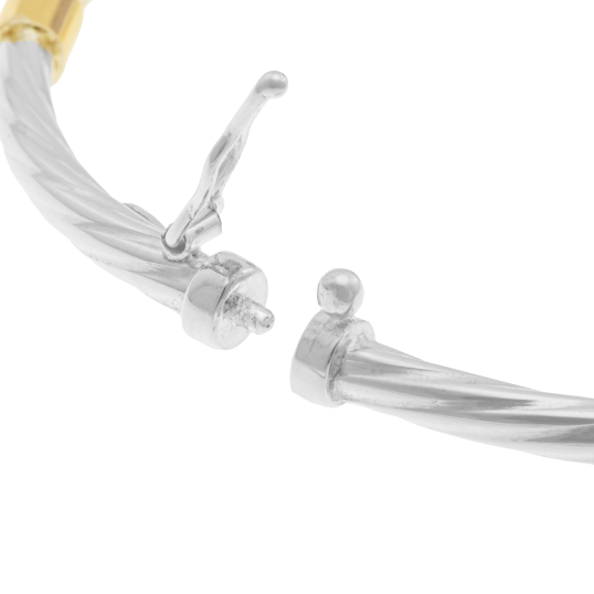 Bracelet jonc en or jaune et argent rhodié