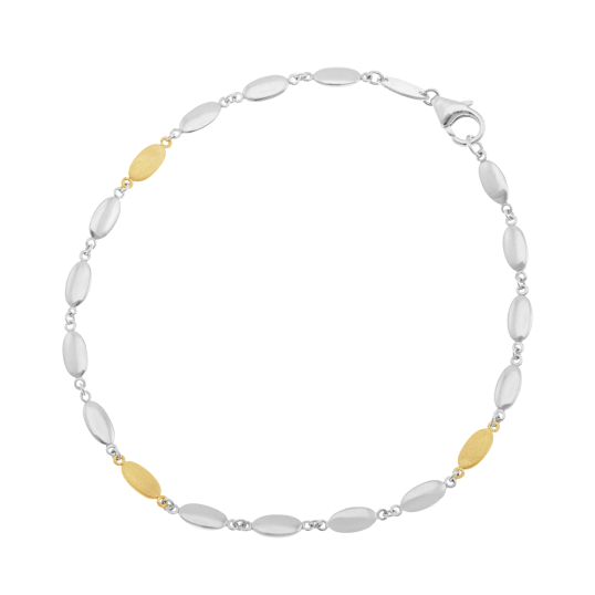 Bracelet en or jaune et argent rhodié, olive