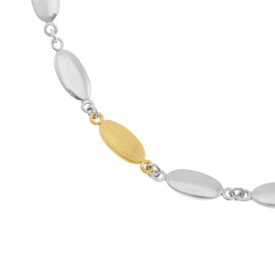 Bracelet en or jaune et argent rhodié, olive