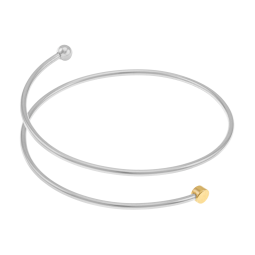 Bracelet jonc en or jaune, argent rhodié et fil intérieur titane