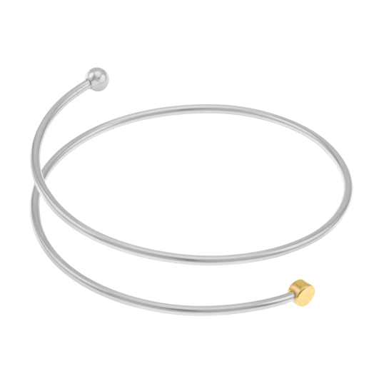 Bracelet jonc en or jaune, argent rhodié et fil intérieur titane