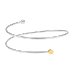 Bracelet jonc en or jaune, argent rhodié et fil intérieur titane