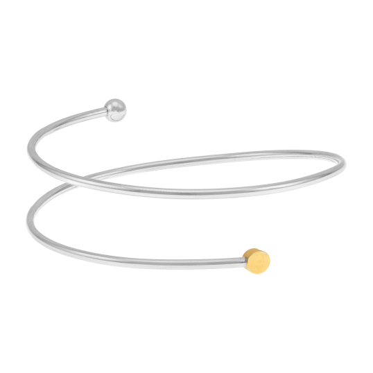 Bracelet jonc en or jaune, argent rhodié et fil intérieur titane