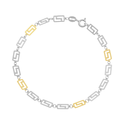 Bracelet en or jaune et argent rhodié, maille Grecque 