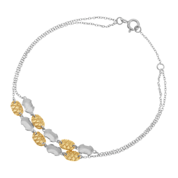 Bracelet en or jaune et argent rhodié, double chaîne