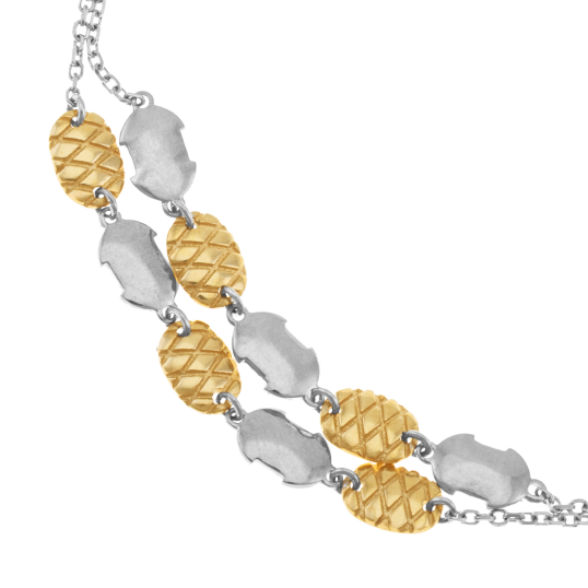 Bracelet en or jaune et argent rhodié, double chaîne