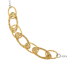 Bracelet en or jaune et argent rhodié, maille ovale