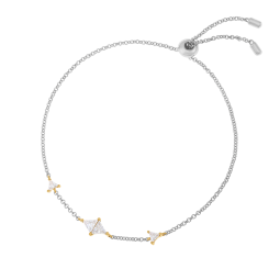 Bracelet en or jaune et argent rhodié, oxydes de zirconium