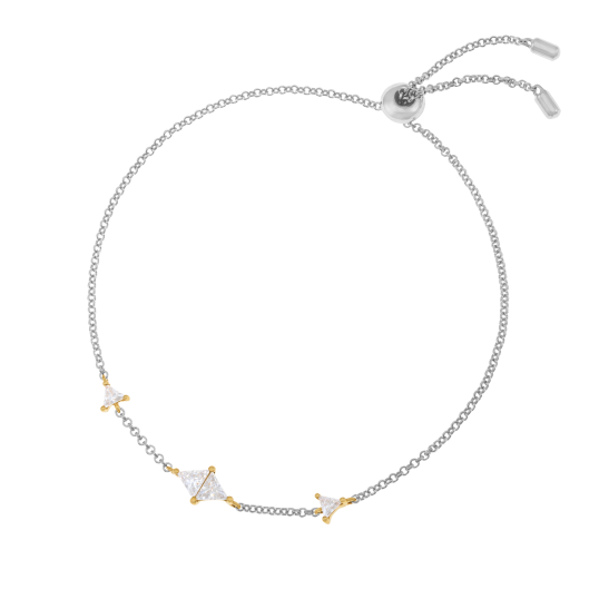 Bracelet en or jaune et argent rhodié, oxydes de zirconium