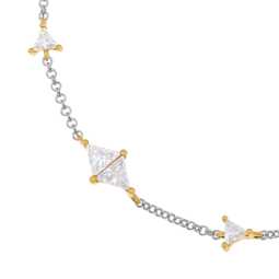 Bracelet en or jaune et argent rhodié, oxydes de zirconium