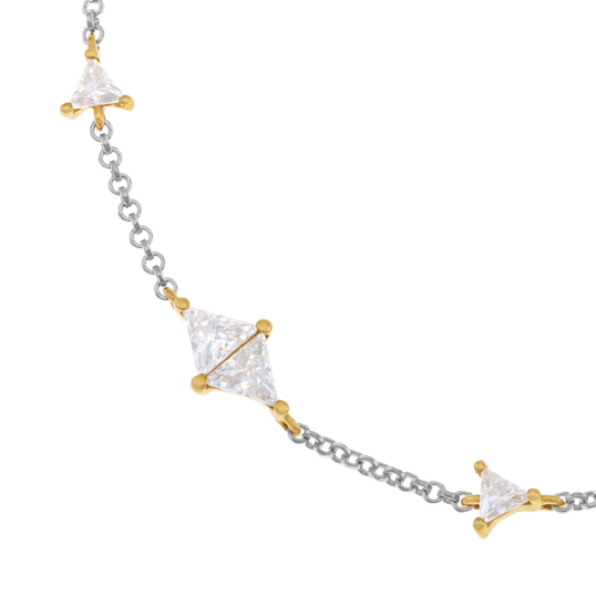 Bracelet en or jaune et argent rhodié, oxydes de zirconium