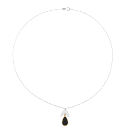 Collier en or jaune et argent rhodié, pierre synthétique, goutte