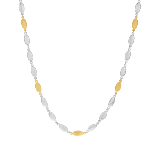 Collier en or jaune et argent rhodié, olive