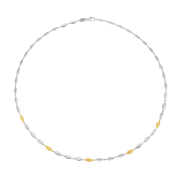 Collier en or jaune et argent rhodié, olive