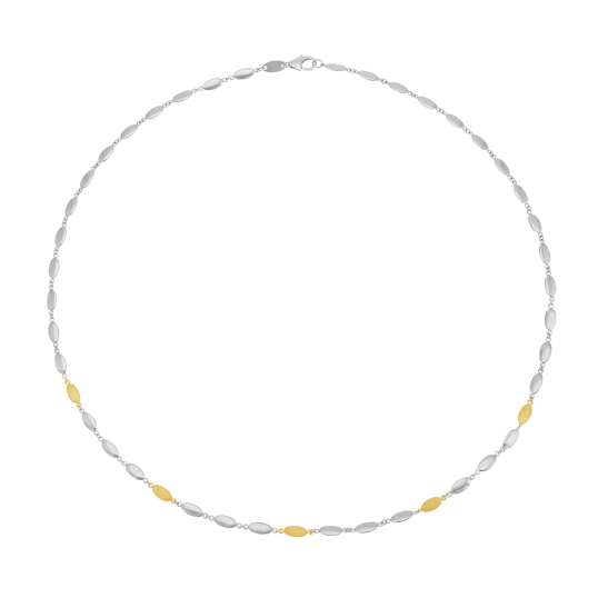 Collier en or jaune et argent rhodié, olive