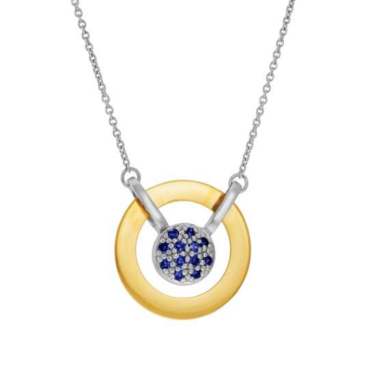 Collier en or jaune et argent rhodié, saphirs, rond