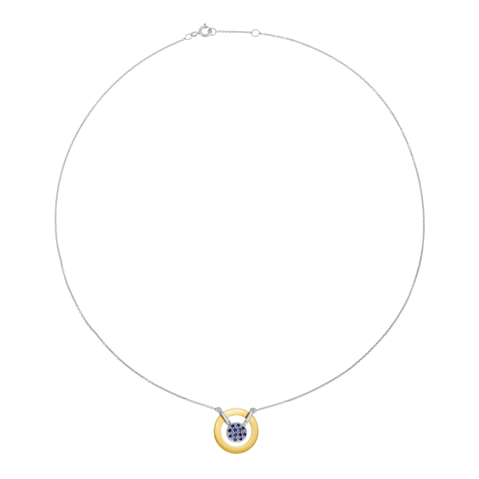 Collier en or jaune et argent rhodié, saphirs, rond